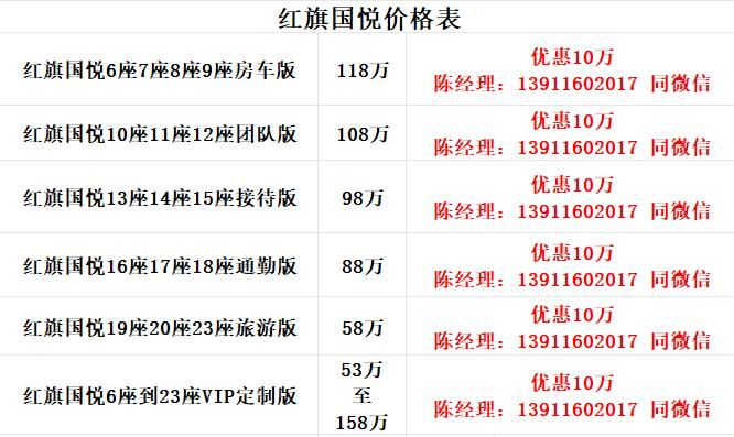山东落地多少钱优惠政策红旗国悦12座房车版